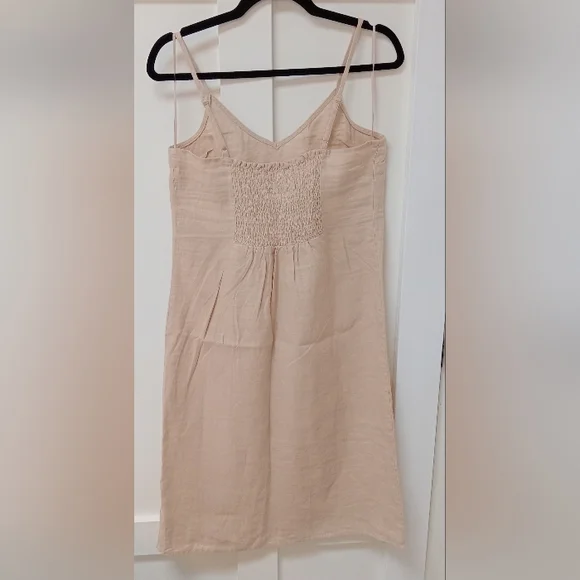 RACHEL ZOE Oxford Tan Linen Strappy Side Slit Midi Dress - Picture 4 of 12
